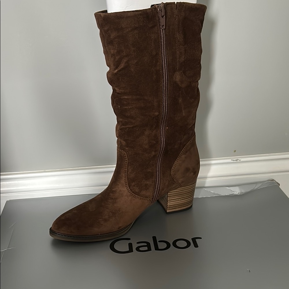 Gabor Brown Heeled Boots with Suede Finish - NEW - Picture 2 of 8
